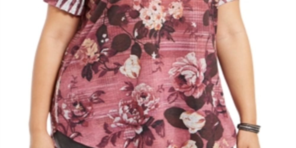 Camiseta feminina estampada de manga curta estilo &amp; co. vermelha tamanho 0X