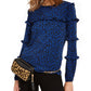 Blusa feminina Michael Kors manga comprida azul tamanho grande