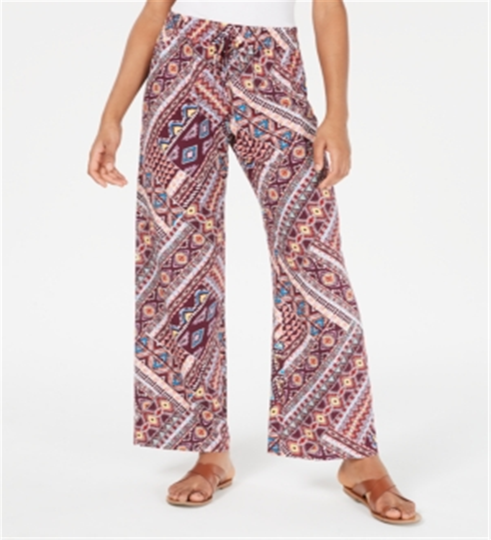 Calça Palazzo Macia Geo Printed Be Bop Junior Vermelha Tamanho X-S