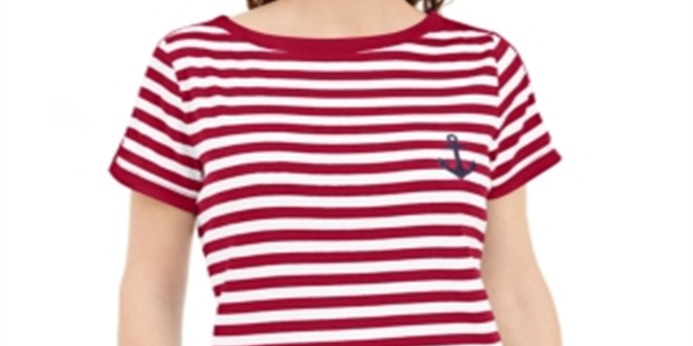 Karen Scott Top Listrado Feminino Anchor Vermelho Tamanho Grande