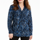 Blusa túnica feminina Nine West com gola amarrada, azul, tamanho médio