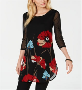 Túnica de malha estampada feminina Alfani rosa tamanho pequeno grande