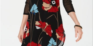 Túnica de malha estampada feminina Alfani rosa tamanho pequeno grande