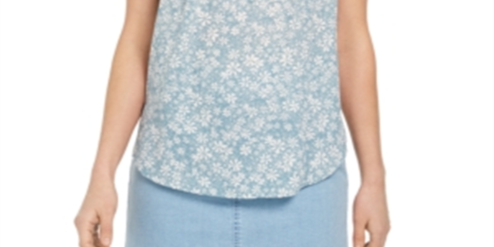 Blusa feminina estilo &amp; Co. com decote dividido e franzido, azul, tamanho pequeno