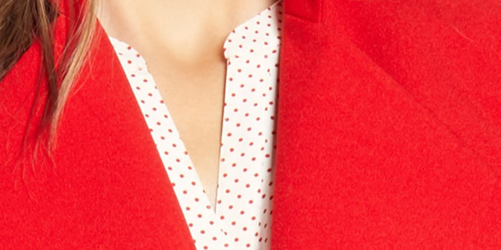 Anne Klein Blazer Feminino com Gola Cascata e Frente Aberta, Vermelho, Tamanho 2