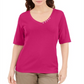 Blusa feminina Karen Scott com decote em V e detalhes em botões, rosa, tamanho médio