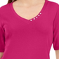 Blusa feminina Karen Scott com decote em V e detalhes em botões, rosa, tamanho médio