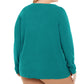 Camiseta feminina Karen Scott de manga comprida e decote redondo, tamanho verde, tamanho 2X
