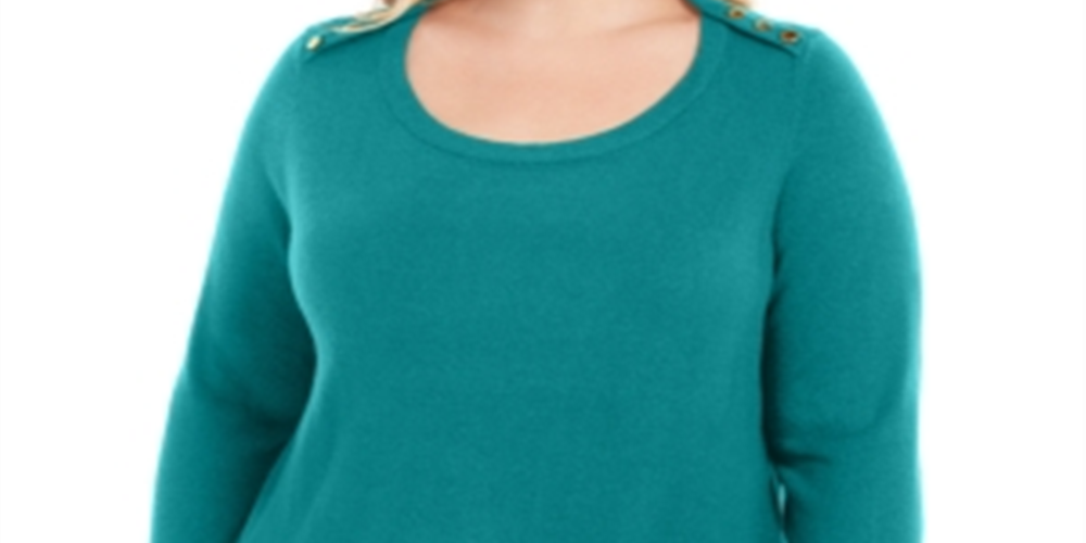 Camiseta feminina Karen Scott de manga comprida e decote redondo, tamanho verde, tamanho 2X