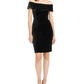 Vestido de coquetel Calvin Klein feminino com alças finas, ombro de fora e acima do joelho, preto, tamanho 12
