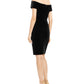Vestido de coquetel Calvin Klein feminino com alças finas, ombro de fora e acima do joelho, preto, tamanho 12