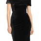 Vestido de coquetel Calvin Klein feminino com alças finas, ombro de fora e acima do joelho, preto, tamanho 12