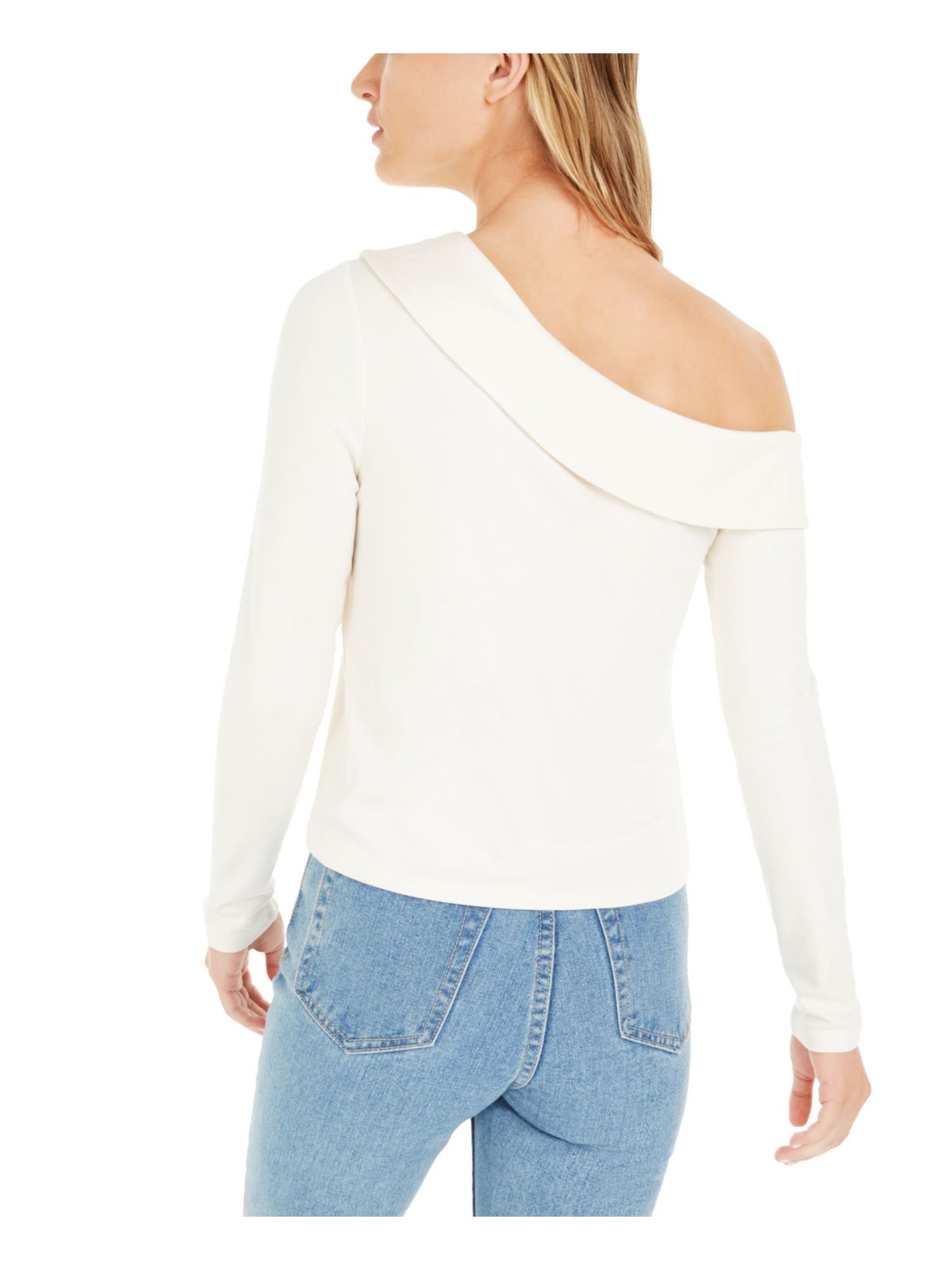 Blusa feminina Bar III manga comprida decote assimétrico branca tamanho XX-G