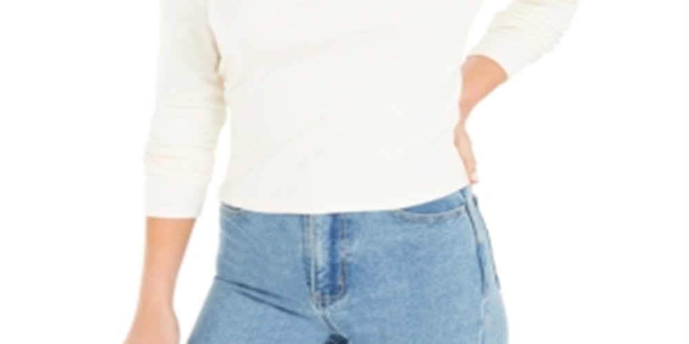 Blusa feminina Bar III manga comprida decote assimétrico branca tamanho XX-G