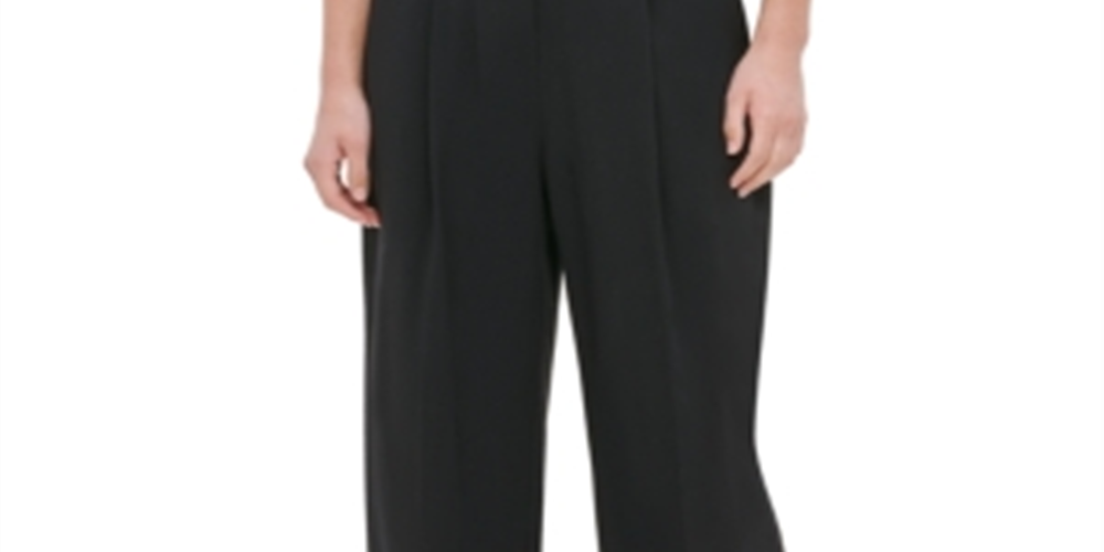 Calça feminina Calvin Klein Wide Leg Preta Tamanho 2