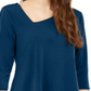 Blusa feminina Alfani com bainha assimétrica e manga 3/4, azul, tamanho XX-G