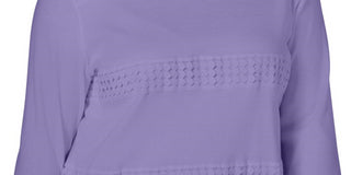 Blusa feminina Karen Scott Plus de algodão em crochê, roxa, tamanho 0X