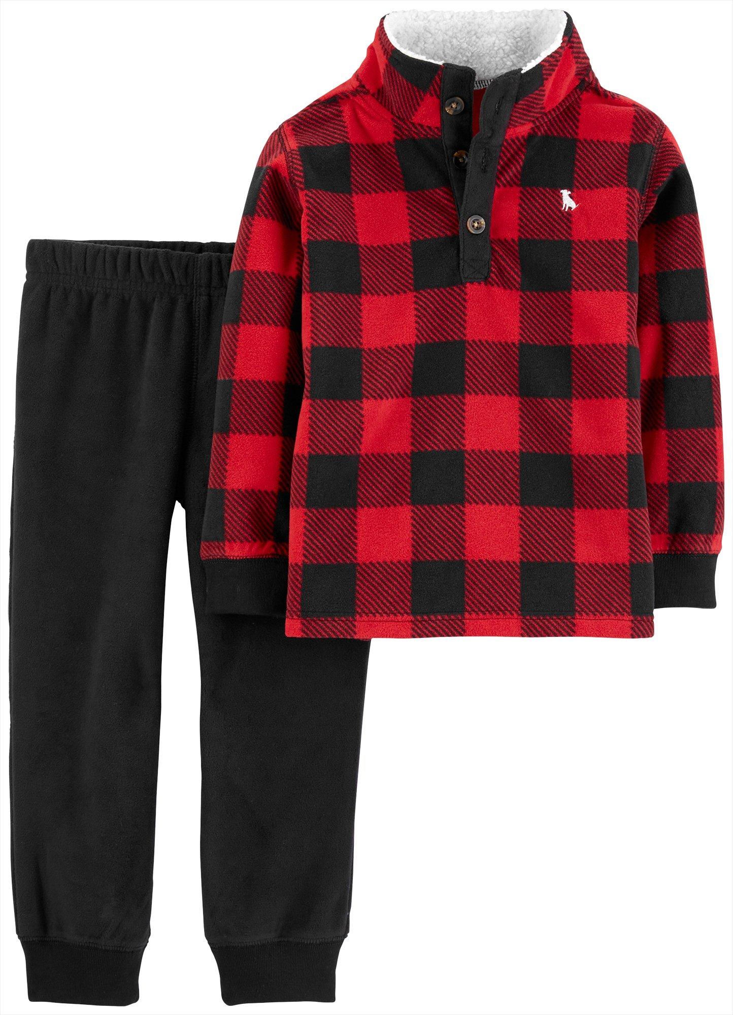 Conjunto de calças xadrez Carter's Toddler Boy, 2 peças, vermelho, tamanho 4T