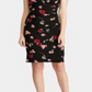 Vestido Ralph Lauren Feminino com Babados Florais, Manga Curta, Decote em V, Comprimento até o Joelho, Preto, Tamanho 0