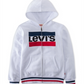 Moletom com capuz Levi's Little Boy's Sportswear Logo Fleece com zíper completo, branco, tamanho 5