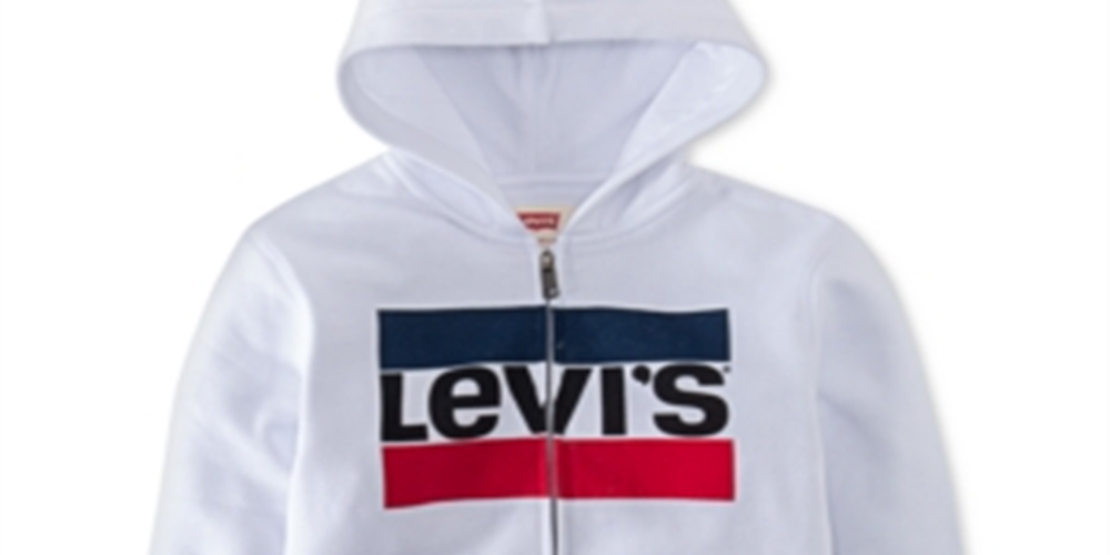 Moletom com capuz Levi's Little Boy's Sportswear Logo Fleece com zíper completo, branco, tamanho 5
