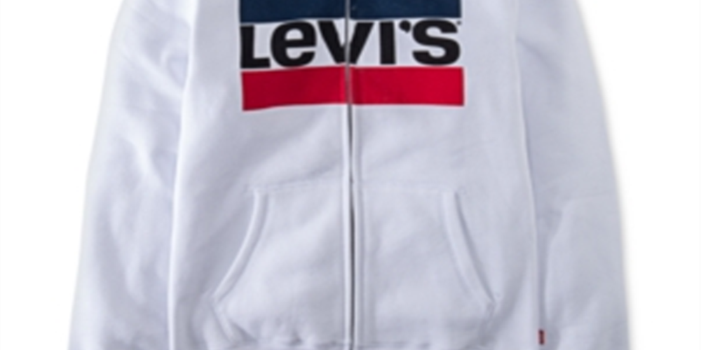 Moletom com capuz Levi's Little Boy's Sportswear Logo Fleece com zíper completo, branco, tamanho 5