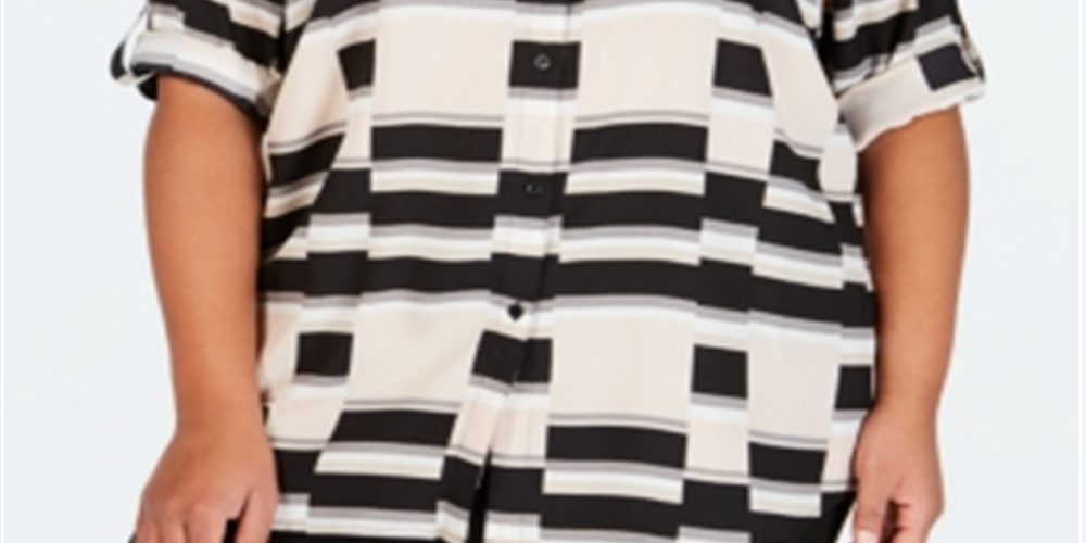 Blusa feminina Calvin Klein Plus com estampa de manga comprida, vermelha, tamanho 2X