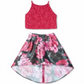 BCX Big Girls Top de renda com 2 peças e saia alta e baixa rosa tamanho 10