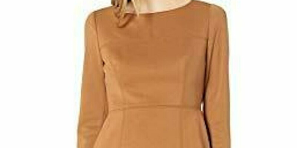 Vestido curto de manga comprida Anne Klein feminino marrom tamanho 12