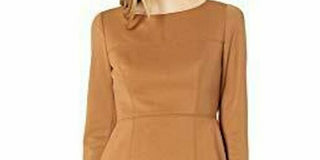 Anne Klein Women's Long Sleeve Short Sheath Dress Brown Size 12