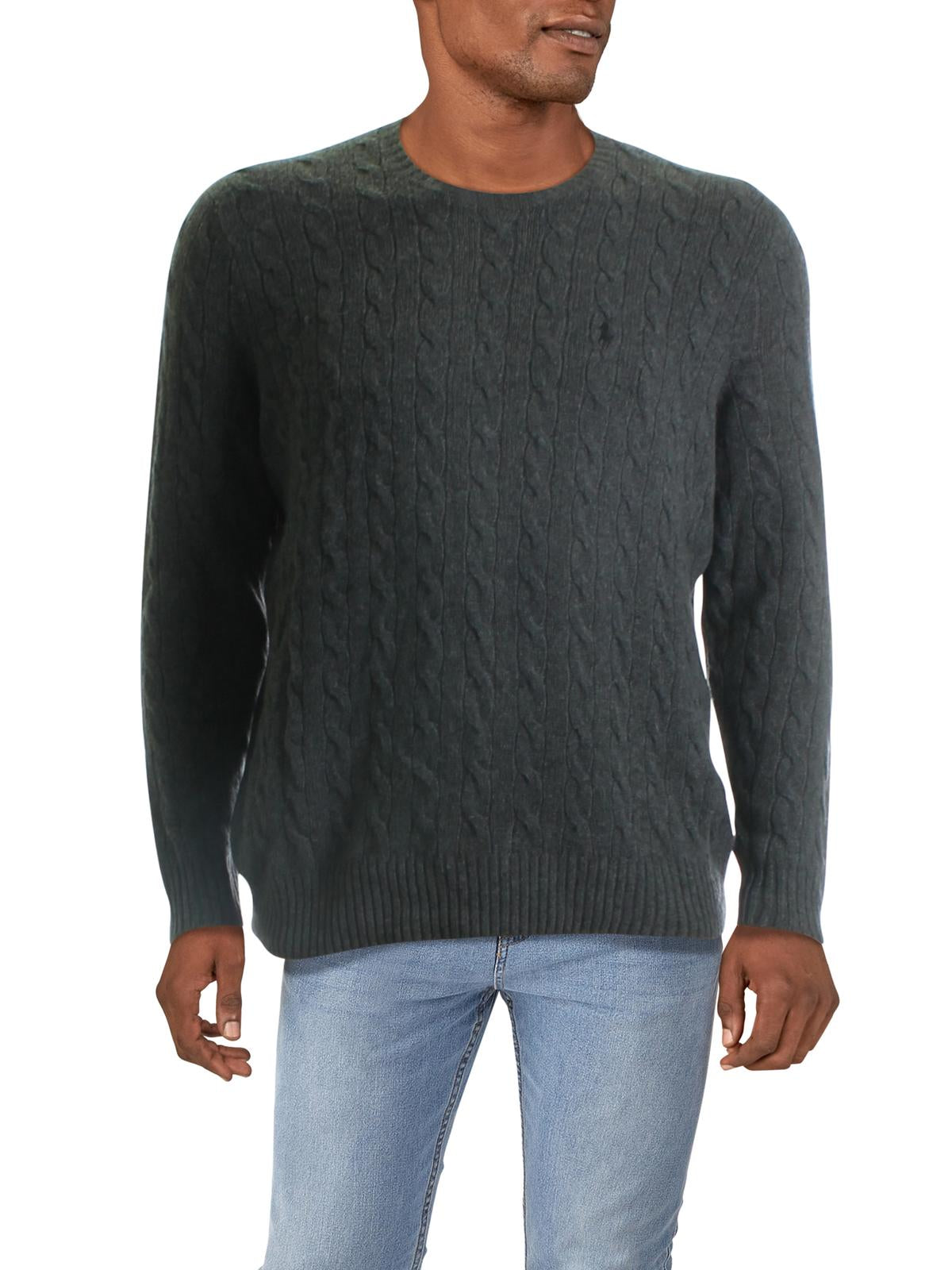 Suéter masculino Ralph Lauren Cableknit cinza tamanho 2XB