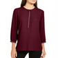 Blusa feminina plissada nas costas JM Collection - vermelha, tamanho XX-grande