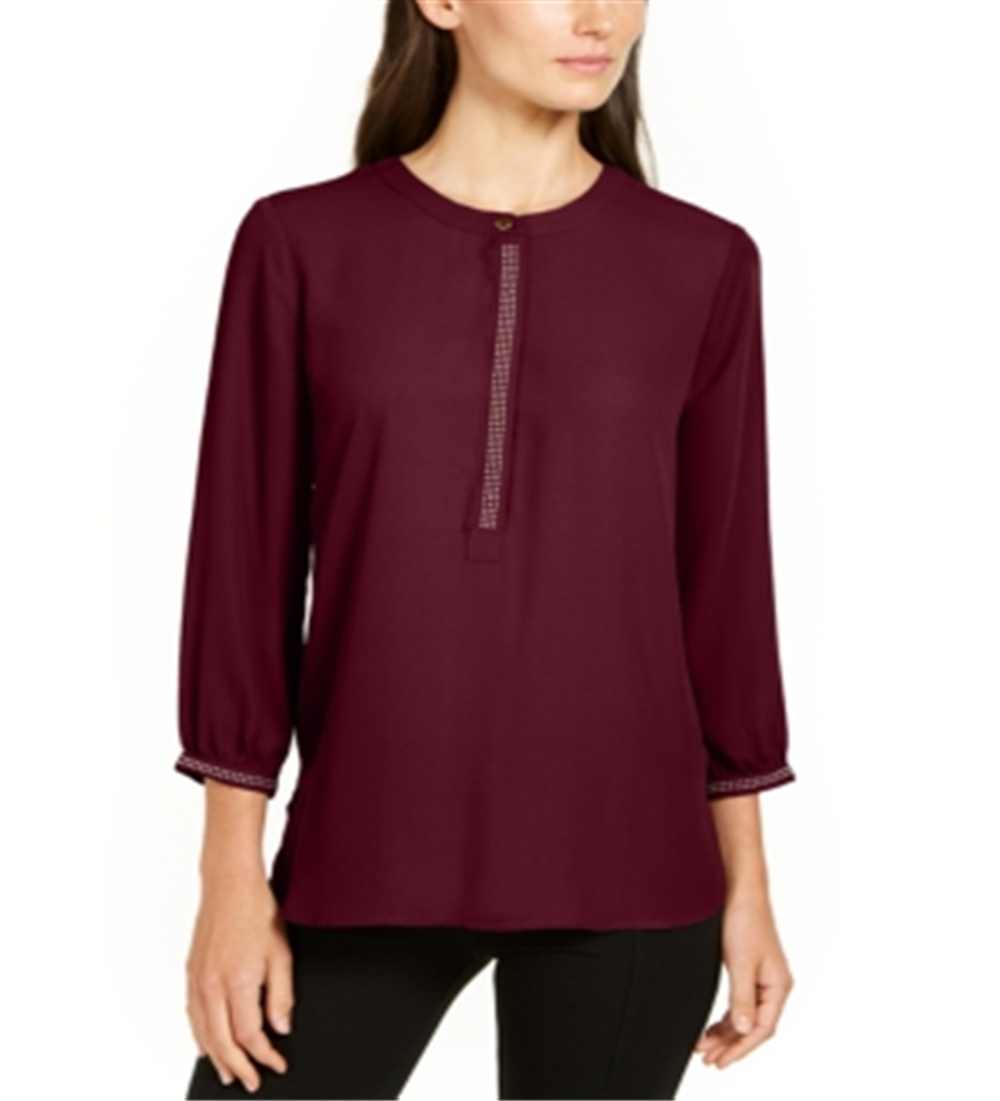 Blusa feminina plissada nas costas JM Collection - vermelha, tamanho XX-grande