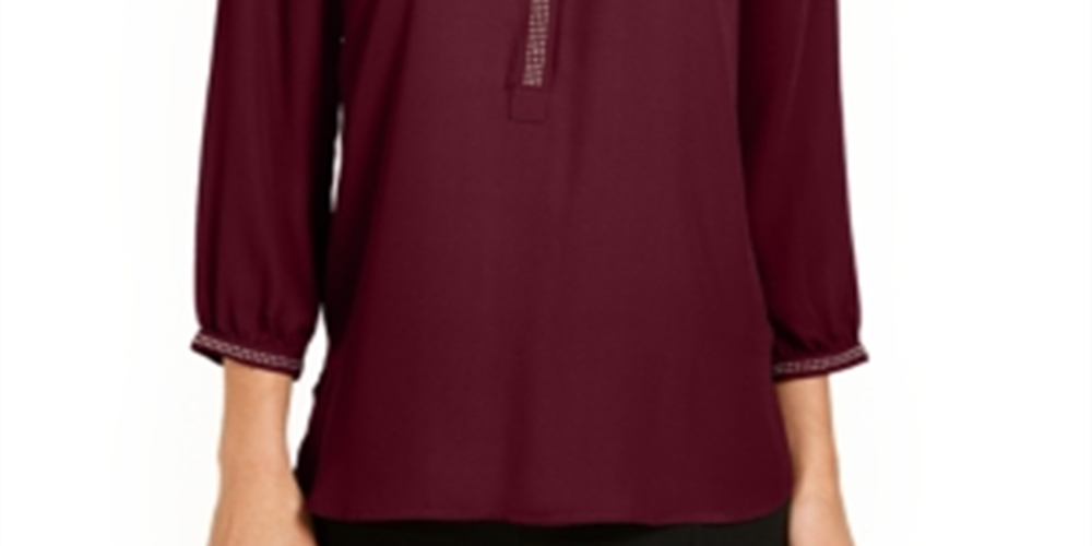 Blusa feminina plissada nas costas JM Collection - vermelha, tamanho XX-grande
