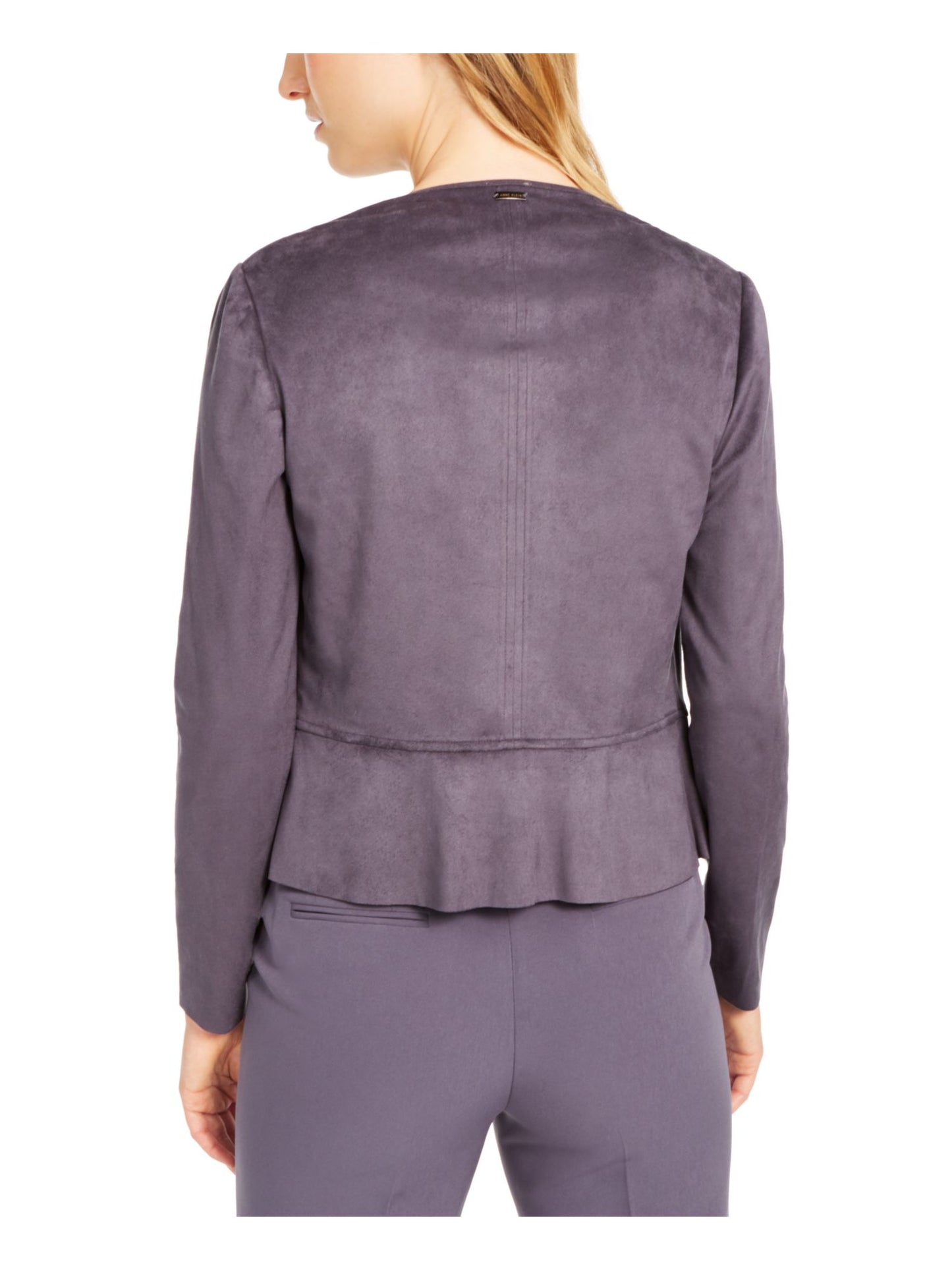 Cardigan feminino Anne Klein com manga comprida e abertura, cinza, tamanho XS