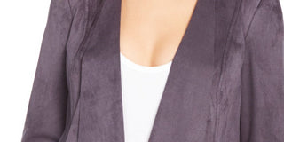 Cardigan feminino Anne Klein com manga comprida e abertura, cinza, tamanho XS