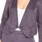 Cardigan feminino Anne Klein com manga comprida e abertura, cinza, tamanho XS