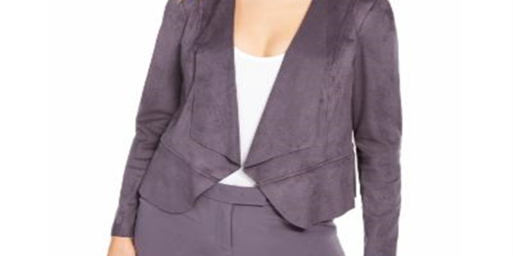Cardigan feminino Anne Klein com manga comprida e abertura, cinza, tamanho XS