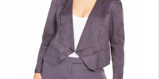 Cardigan feminino Anne Klein com manga comprida e abertura, cinza, tamanho XS