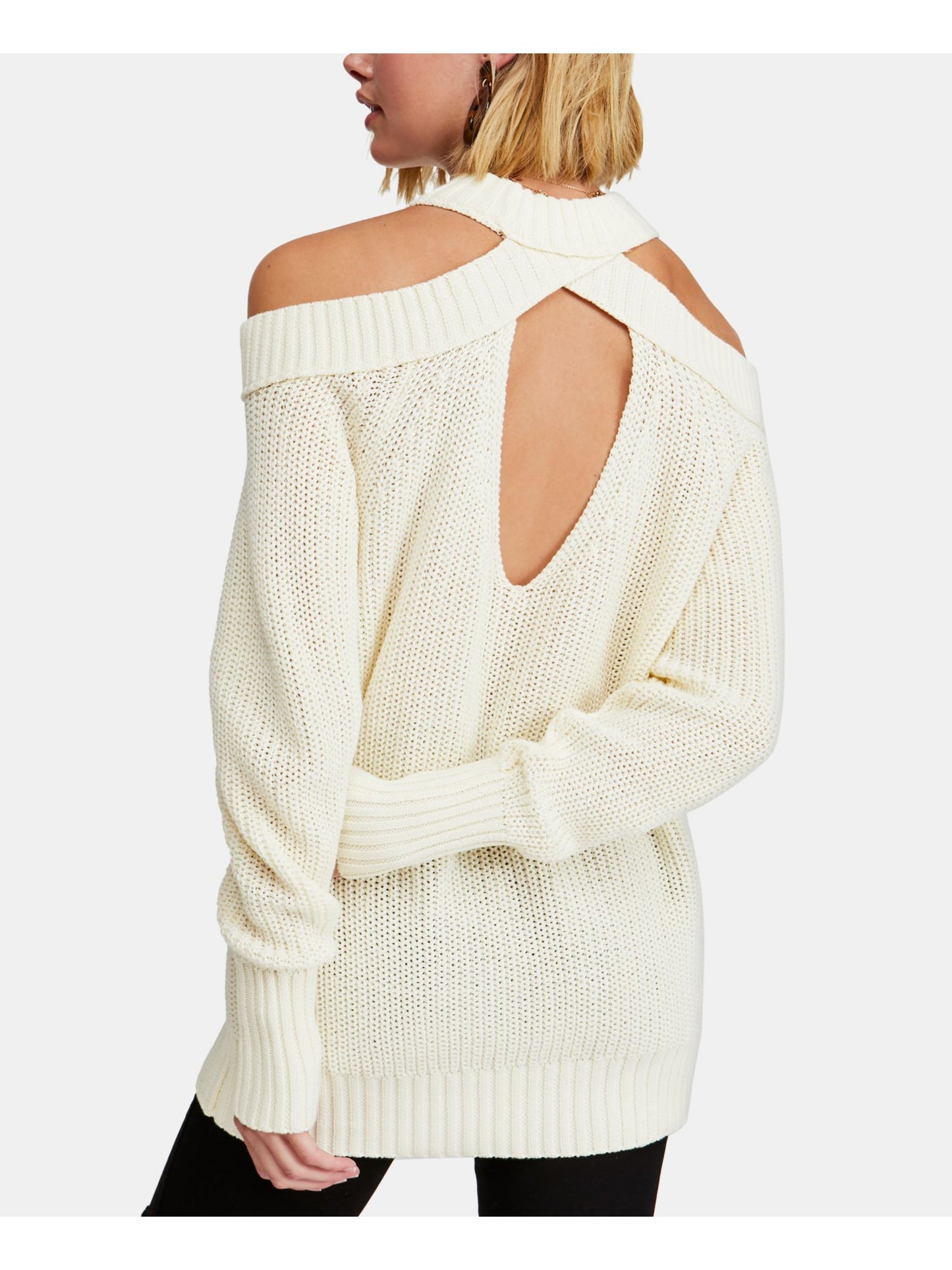 Suéter feminino de manga comprida Free People, branco, tamanho X-S