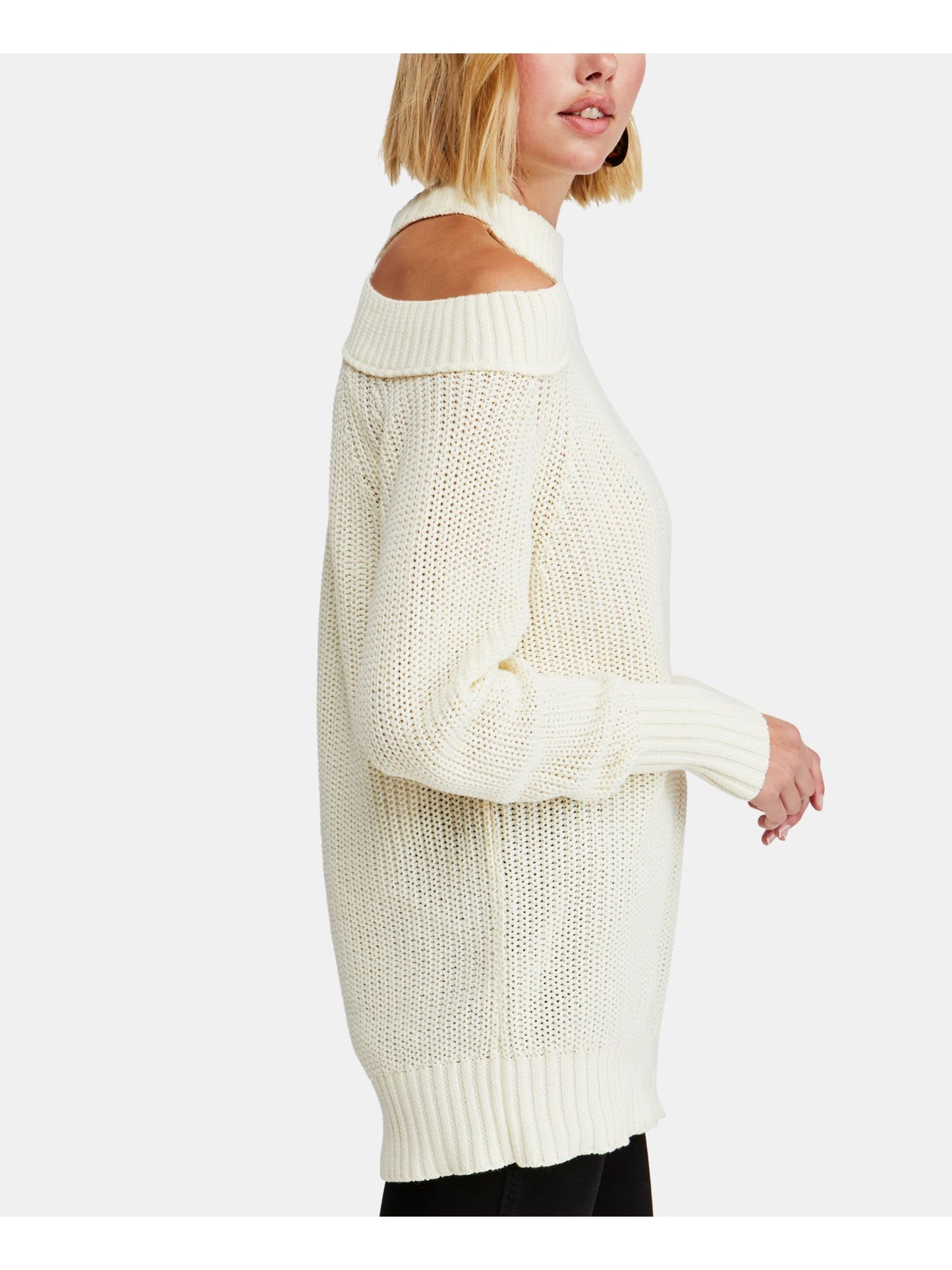 Suéter feminino de manga comprida Free People, branco, tamanho X-S