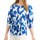 Blusa Alfani Feminina Estampada Cintada Azul Tamanho Grande