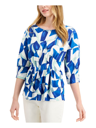Blusa Alfani Feminina Estampada Cintada Azul Tamanho Grande