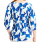 Blusa Alfani Feminina Estampada Cintada Azul Tamanho Grande