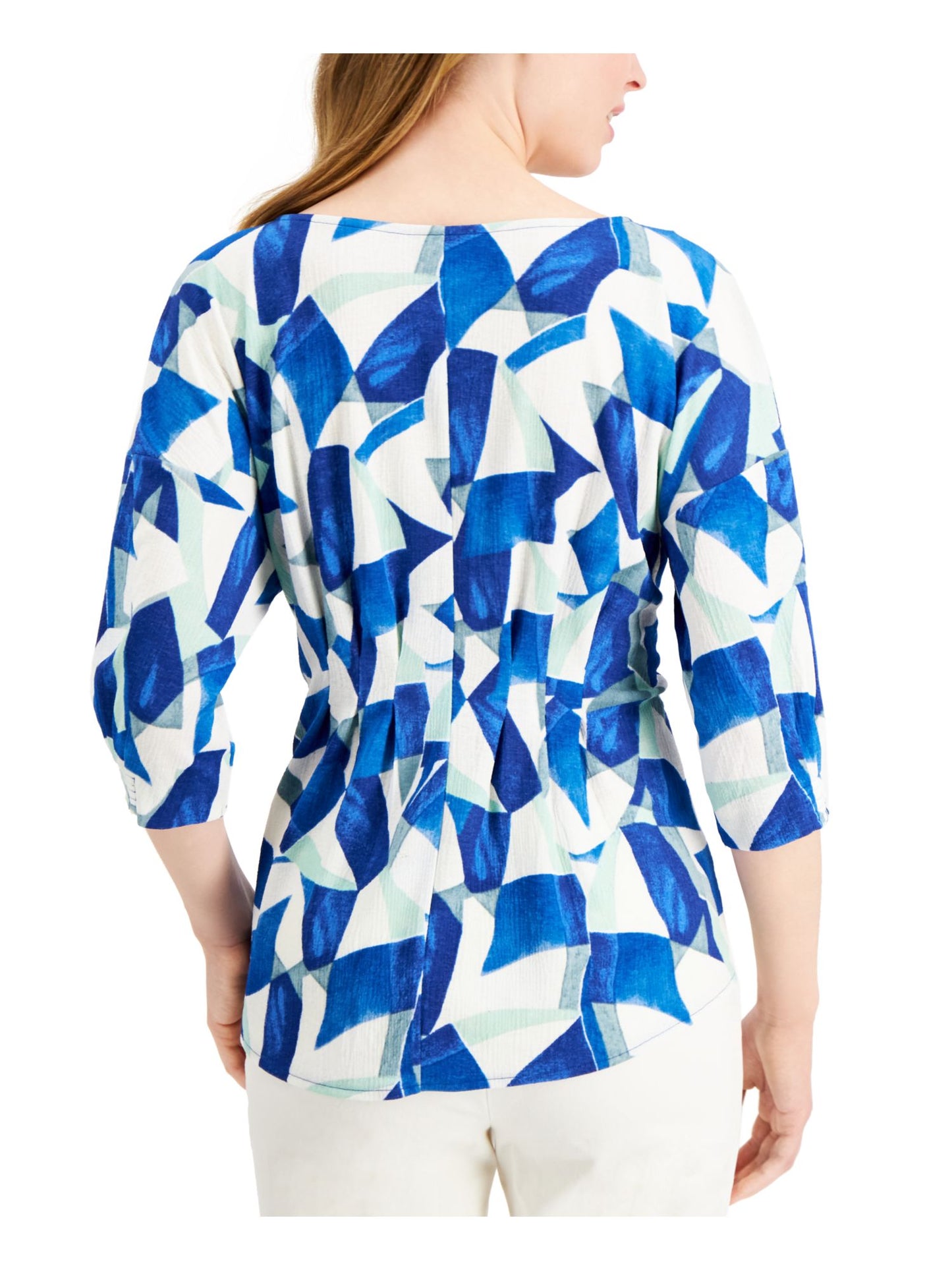 Blusa Alfani Feminina Estampada Cintada Azul Tamanho Grande