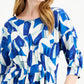 Blusa Alfani Feminina Estampada Cintada Azul Tamanho Grande