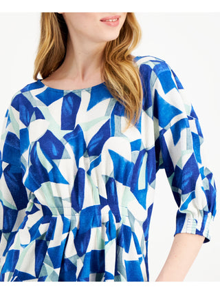 Blusa Alfani Feminina Estampada Cintada Azul Tamanho Grande
