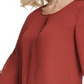 Blusa feminina DKNY com manga amarrada e decote em botão, marrom, tamanho 2XL