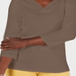 Karen Scott Blusa feminina de algodão com decote em V e ilhós, marrom, tamanho pequeno