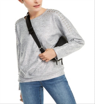 Moletom com tachas Shine da INC International Concepts para mulheres, cinza, tamanho X-S